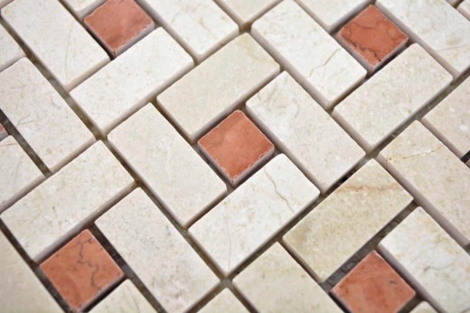 Mosaico in marmo crema beige rosa rosa lucido piastrelle backsplash muro doccia pavimento cucina muro - MOS88-B17