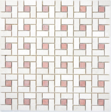 Mosaico di marmo pietra rosa cremarfil Mosaico di marmo pietra pantera grigia lucida MOS88-B27_f