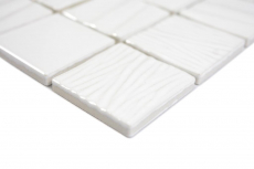 Mosaico ceramico dipinto a mano Kanaan white plain mosaic tile wall backsplash kitchen bathroom MOS14-0111_m