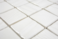 Mosaico ceramico dipinto a mano Kanaan white plain mosaic tile wall backsplash kitchen bathroom MOS14-0111_m