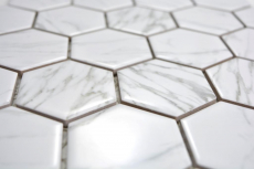 Campione a mano mosaico ceramico esagono Carrara look bianco lucido piastrelle mosaico muro backsplash cucina bagno MOS11H-0001_m