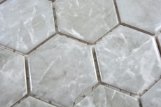 Ceramica mosaico esagono marmo grigio lucido mosaico piastrelle parete backsplash cucina bagno MOS11H-0201_f
