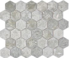 Mosaico ceramico dipinto a mano esagono granito grigio mosaico piastrelle parete backsplash cucina bagno MOS11H-0023_m