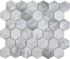 Mosaico ceramico dipinto a mano esagono cemento grigio chiaro piastrelle mosaico muro backsplash cucina bagno MOS11H-0222_m