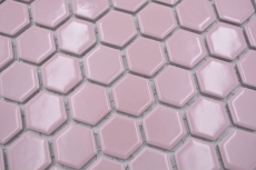 Piastrella di mosaico esagonale in ceramica mini rosa antico lucido piastrella di mosaico parete piastrella backsplash cucina bagno cucina piastrella - MOS11H-1111