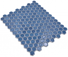 Piastrella di mosaico esagonale in ceramica mini blu-verde lucido piastrelle di mosaico muro piastrelle backsplash cucina bagno WC - MOS11H-0405