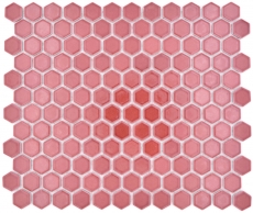 Piastrella di mosaico esagonale in ceramica mini rosso bordeaux lucido piastrella di mosaico muro piastrelle backsplash cucina bagno - MOS11H-0910