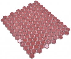 Piastrella di mosaico esagonale in ceramica mini rosso bordeaux lucido piastrella di mosaico muro piastrelle backsplash cucina bagno - MOS11H-0910