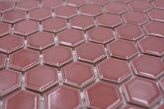 Piastrella di mosaico esagonale in ceramica mini rosso bordeaux lucido piastrella di mosaico muro piastrelle backsplash cucina bagno - MOS11H-0910