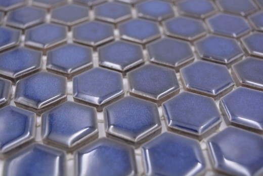 Piastrella di mosaico esagonale in ceramica mini blu cobalto lucido piastrelle di mosaico muro piastrelle backsplash cucina bagno - MOS11H-0444