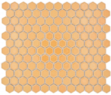 Piastrella di mosaico esagonale in ceramica mini ocra arancione lucida piastrelle di mosaico muro piastrelle backsplash cucina bagno - MOS11H-1308