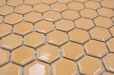 Piastrella di mosaico esagonale in ceramica mini ocra arancione lucida piastrelle di mosaico muro piastrelle backsplash cucina bagno - MOS11H-1308