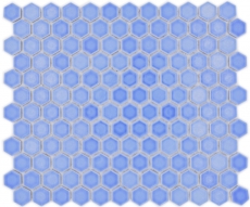 Piastrella di mosaico esagonale in ceramica mini blu lucido piastrelle di mosaico muro backsplash cucina piastrelle bagno - MOS11H-0506