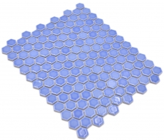 Piastrella di mosaico esagonale in ceramica mini blu lucido piastrelle di mosaico muro backsplash cucina piastrelle bagno - MOS11H-0506