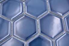 Piastrella di mosaico esagonale in ceramica blu-verde lucido piastrella di mosaico parete piastrella backsplash cucina bagno piastrella - MOS11H-0504
