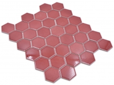 Piastrella di mosaico esagonale in ceramica bordo rosso lucido piastrella di mosaico parete piastrella backsplash cucina piastrella bagno - MOS11H-0901