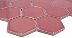 Piastrella di mosaico esagonale in ceramica bordo rosso lucido piastrella di mosaico parete piastrella backsplash cucina piastrella bagno - MOS11H-0901