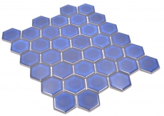 Piastrella di mosaico esagonale in ceramica blu cobalto lucido piastrelle di mosaico muro piastrelle backsplash cucina piastrelle bagno - MOS11H-4501