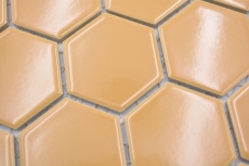 Piastrella di mosaico esagonale in ceramica ocra arancione lucido piastrella di mosaico parete piastrella backsplash cucina piastrella bagno WC - MOS11H-1208