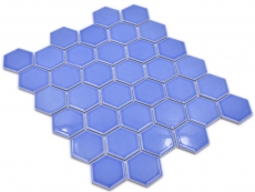 Piastrella di mosaico esagonale in ceramica blu lucido piastrelle di mosaico muro piastrelle backsplash cucina bagno piastrelle doccia muro - MOS11H-6501