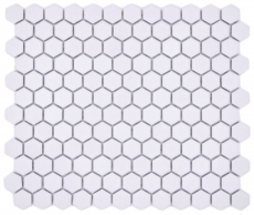 Piastrella di mosaico esagonale in ceramica mini bianco R10B piatto doccia piastrella di pavimento piastrella di mosaico piastrella di bagno antiscivolo - MOS11H-0101-R10