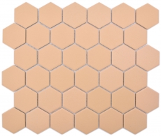 Piastrella di mosaico esagonale in ceramica ocra arancione R10B piatto doccia piastrella pavimento piastrella mosaico parete antiscivolo bagno - MOS11H-0808-R10