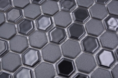 Piastrella di mosaico esagonale in ceramica mini nero lucido R10B piatto doccia piastrella di pavimento piastrella di mosaico antiscivolo - MOS11H-0301-R10