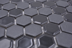 Piastrella di mosaico esagonale in ceramica mini nero lucido R10B piatto doccia piastrella di pavimento piastrella di mosaico antiscivolo - MOS11H-0301-R10