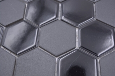 Piastrella di mosaico esagonale ceramica nera lucida R10B piatto doccia piastrella pavimento piastrella mosaico antiscivolo parete cucina - MOS11H-0311-R10