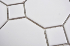 Mosaico ceramico Octa dipinto a mano bianco opaco con piastrelle di mosaico bianche lucide backsplash cucina bagno MOS13-Octa0111_m