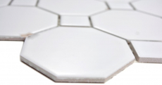 Mosaico ceramico Octa dipinto a mano bianco opaco con piastrelle di mosaico bianche lucide backsplash cucina bagno MOS13-Octa0111_m
