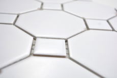 Mosaico ceramico Octa dipinto a mano bianco opaco con piastrelle di mosaico bianche lucide backsplash cucina bagno MOS13-Octa0111_m