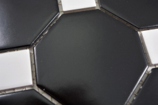 Mosaico ceramico dipinto a mano Octa nero opaco con piastrelle di mosaico bianche lucide backsplash cucina bagno MOS13-Octa0301_m