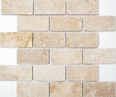 Piastrelle di travertino mosaico terrazza pavimento pietra naturale beige mattone mattone look parete piastrelle piatto doccia cucina piastrelle - MOS43-1202