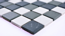Campione a mano di piastrelle di mosaico in ceramica nero bianco antracite opaco piatto doccia MOS18-2213-R10_m