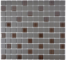 Piastrella di mosaico dipinta a mano bagno ceramica grigio scuro marrone non smaltato mosaico di vetro MOS18-1313-R10_m