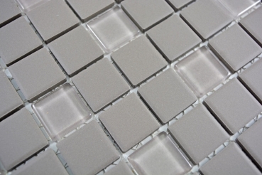 Piastrella a mosaico in ceramica grigia non smaltata Piatto doccia a mosaico in vetro MOS18-0202-R10_f