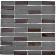 Piastrella di mosaico a mano in ceramica aste marrone non smaltato piatto doccia in vetro piastrella per pavimento MOS24-1313-R10_m