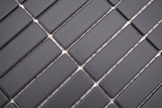 Piastrella a mosaico Rod in ceramica nera antracite non smaltata piatto doccia antiscivolo piastrella pavimento bagno piastrella parete - MOS24B-0310-R10