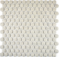Mosaico a bottoni LOOP piatto doccia rotondo in mosaico crema macchie bianche MOS10-0103-R10_f