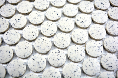 Mosaico a bottoni LOOP piatto doccia rotondo in mosaico crema macchie bianche MOS10-0103-R10_f