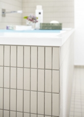 Piastrella a mosaico Rod in ceramica beige chiaro non smaltata piatto doccia antiscivolo piastrella per bagno - MOS24B-1211-R10