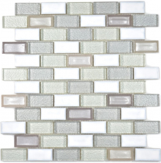 Piastrella di mosaico Ceramica traslucida bianca Brick Mosaico di vetro Ceramica cristallo bianco antico MOS83IC-0121_f