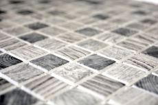 Mosaico di vetro Rivestimento sostenibile Riciclaggio texture legno grigio chiaro Backsplash di piastrelle MOS63-312