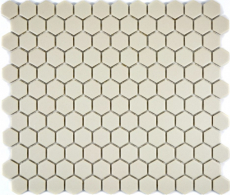 Piastrella di mosaico in ceramica bianca esagonale beige chiaro non smaltata MOS11A-1202-R10_f