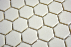 Piastrella di mosaico in ceramica bianca esagonale beige chiaro non smaltata MOS11A-1202-R10_f