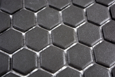 Piastrella di mosaico in ceramica esagonale nera non smaltata MOS11A-0304-R10_f