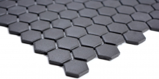 Piastrella di mosaico in ceramica esagonale nera non smaltata MOS11A-0304-R10_f