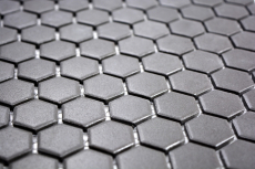 Piastrella di mosaico in ceramica esagonale nera non smaltata MOS11A-0304-R10_f