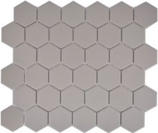 Piastrella di mosaico in ceramica esagonale grigio chiaro non smaltata MOS11B-0203-R10_f